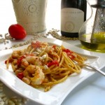 Bucatini with Shrimp and Roasted Tomato