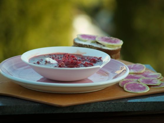 Post image for Borscht, the Elixer of Soups; Brown Bread with Watermelon Radishes