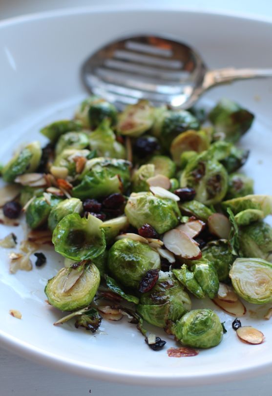 Post image for Roasted Brussels Sprouts with, Almonds, Dried Cherries, Blood Orange Olive Oil