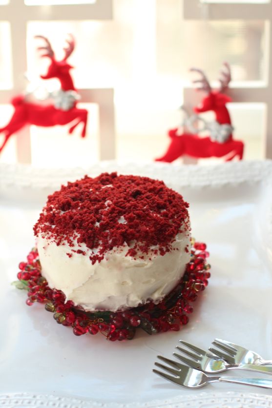 Red Velvet Cake Says Merry Christmas and Happy Birthday