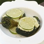 Chicken Stuffed Poblano Pepper with Avocado Sauce by Angela Roberts