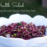 Super Antioxidant Salad: Shaved Raw Brussels Sprouts with Raw Red Beet Pesto by angela roberts