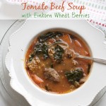 Tomato Beef Soup with Einkorn Wheat Berries and Bone Broth by Angela Roberts