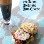 kale biscuit with bacon beets & blue cheese mayo by Angela Roberts via @spinachtiger