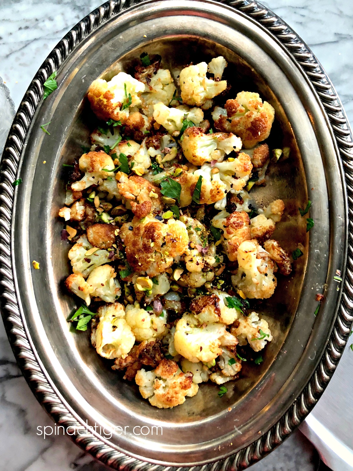 Flash Fried Cauliflower with Pistachios from Spinach Tiger #cauliflower #keto #low-carbrecipe