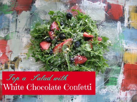 Arugula Salad with White Chocolate Confetti by Angela Roberts