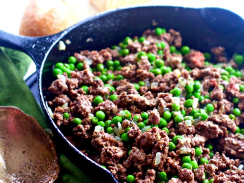 Italian Ground Beef, Peas and Onions - Spinach Tiger