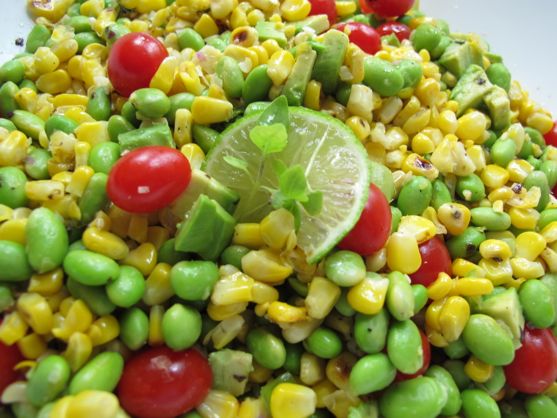 Modern Succotash: Corn, Edamame, Tomato, Avocado