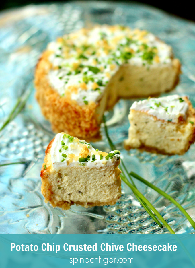 Savory Chive Cheesecake with Potato Chip Crust from Spinach Tiger