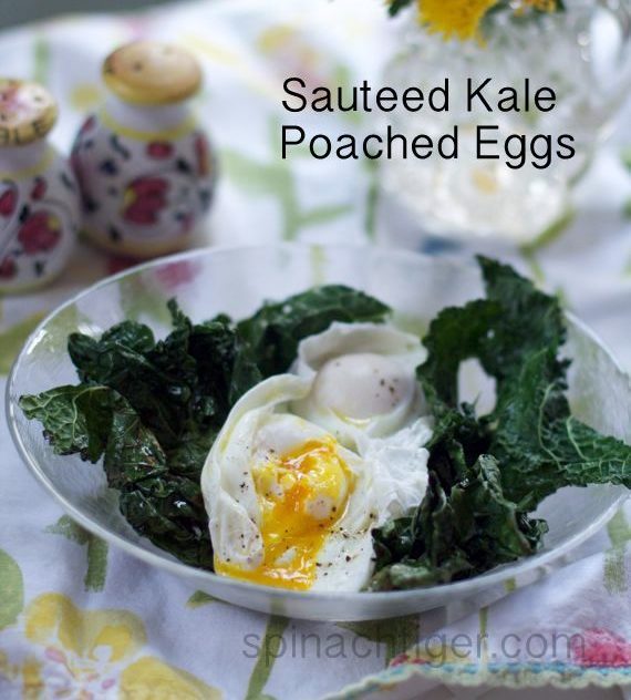 Sauteed Kale and Poached Eggs for National Kale Day by Angela Roberts