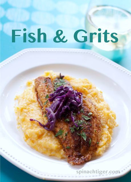 Healthy Fish and Grits with a pan fried snapper (or any mild fish) with with Sweet Potato Grits. #grits #fishandgrits #fishrecipe via @angelaroberts