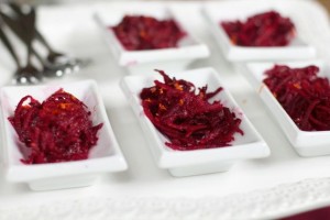 Raw Beet Salad with Shallot, Honey, Orange Vinaigrette