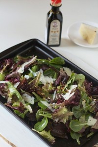 Roasted Salad of Spring Greens, Hazelnuts, Pecorino