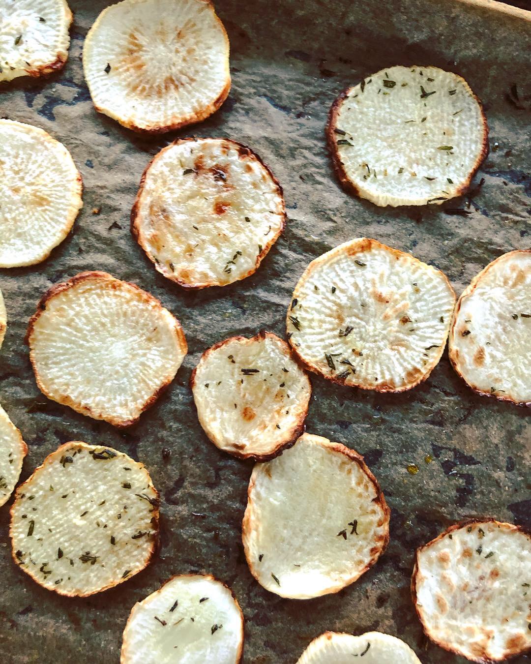 Roasted Turnip Slices from Spinach Tiger