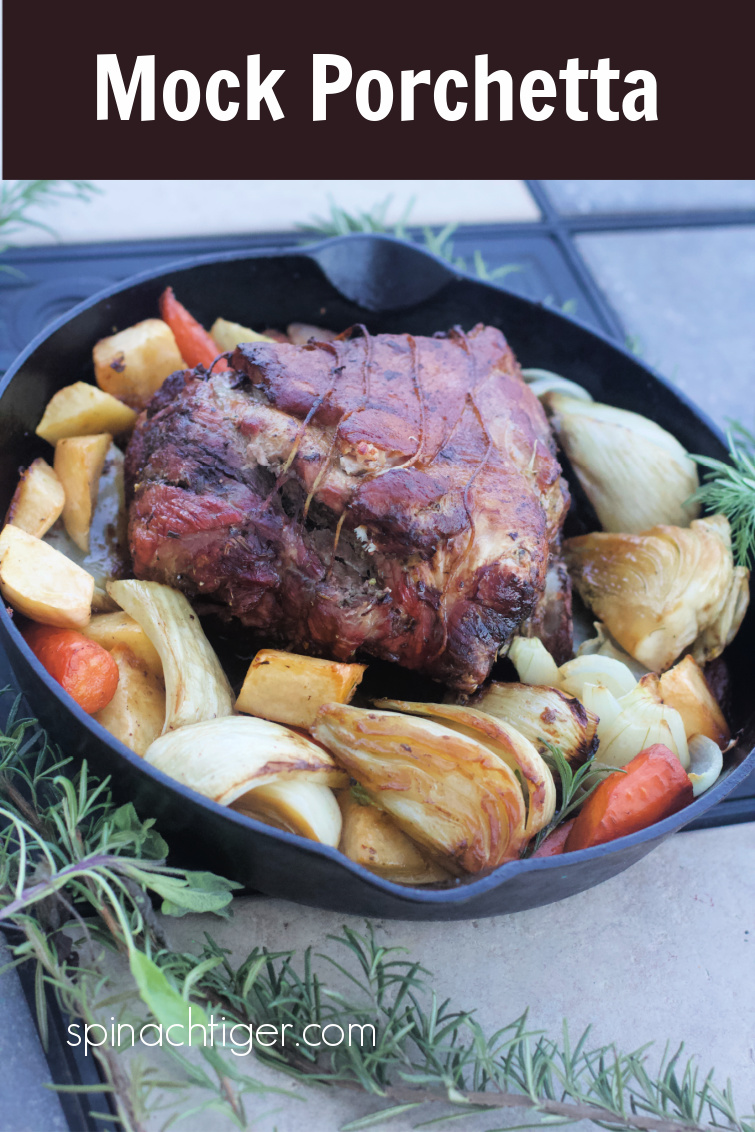 Italian Roast Pork makes amazing sandwiches or special dinner. Fennel, capers, lemon, rosemary, slow cooked to perfection. #porchetta #spinachtiger via @angelaroberts