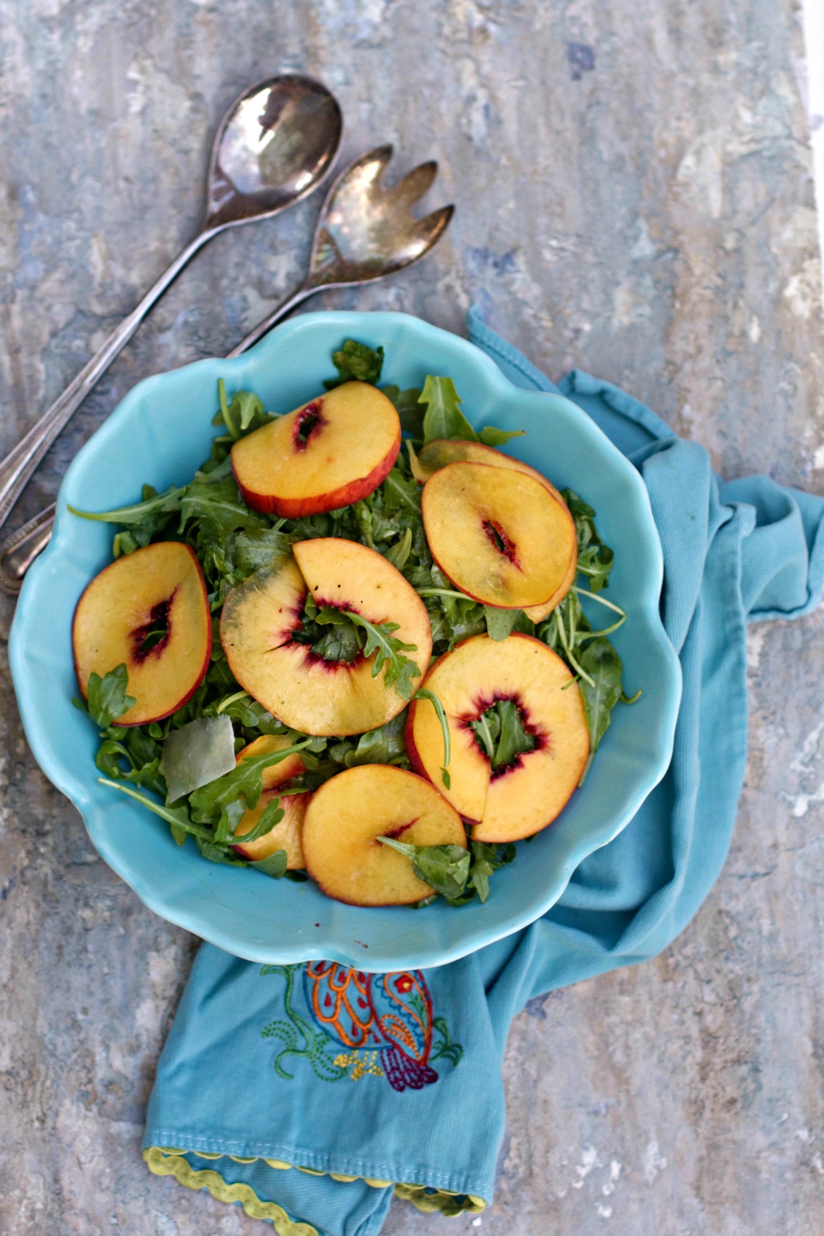 Grilled Peaches with Arugula Salad