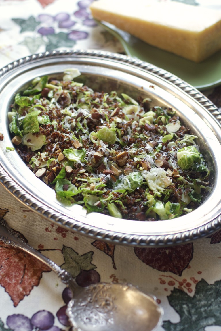 Shredded Brussels Sprouts Salad with Toasted Red Quinoa, Parmigiano Reggiano