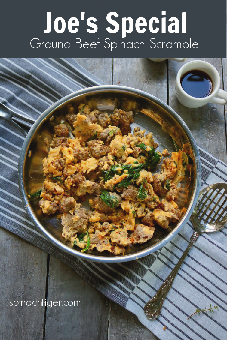 Joe's Special. Ground Beef, Eggs, Spinach come together for San Franciscan classic. Naturally low carb, keto and paleo friendly. #spinchtiger #spinachrecipe #groundbeefrecipe #eggrecipe #eggscramble. via @angelaroberts