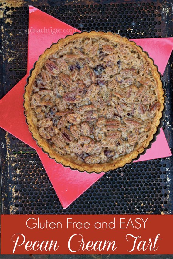 Pecan Bourbon Cream Tart with Gluten Free Shortbread Tart Crust