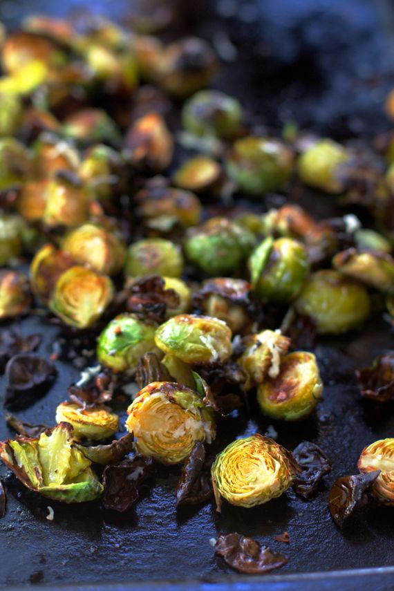 Garlic Roasted Brussels Sprouts with Parmesan by Angela Roberts