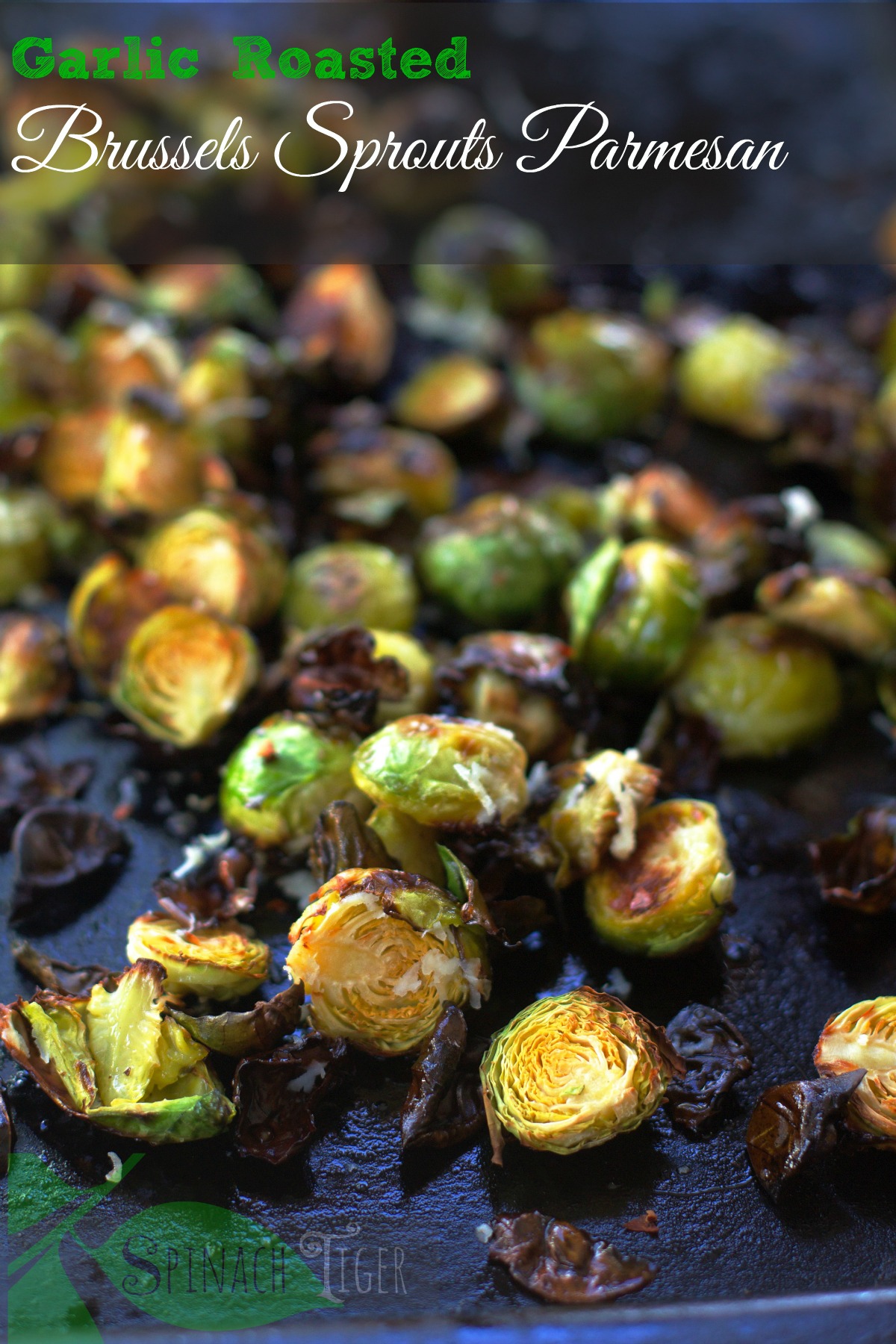 How to make garlic roasted brussels sprouts by Spinach Tiger