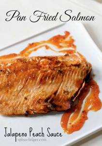 Pan Fried Salmon with Jalapeno Peach Sauce by Angela Roberts