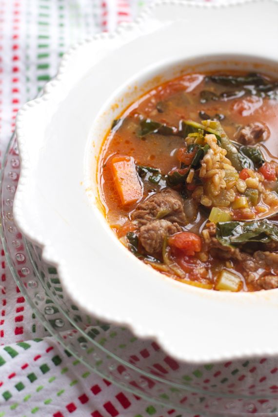 Tomato Beef Soup with Einkorn Wheat Berries and Bone Broth by Angela Roberts