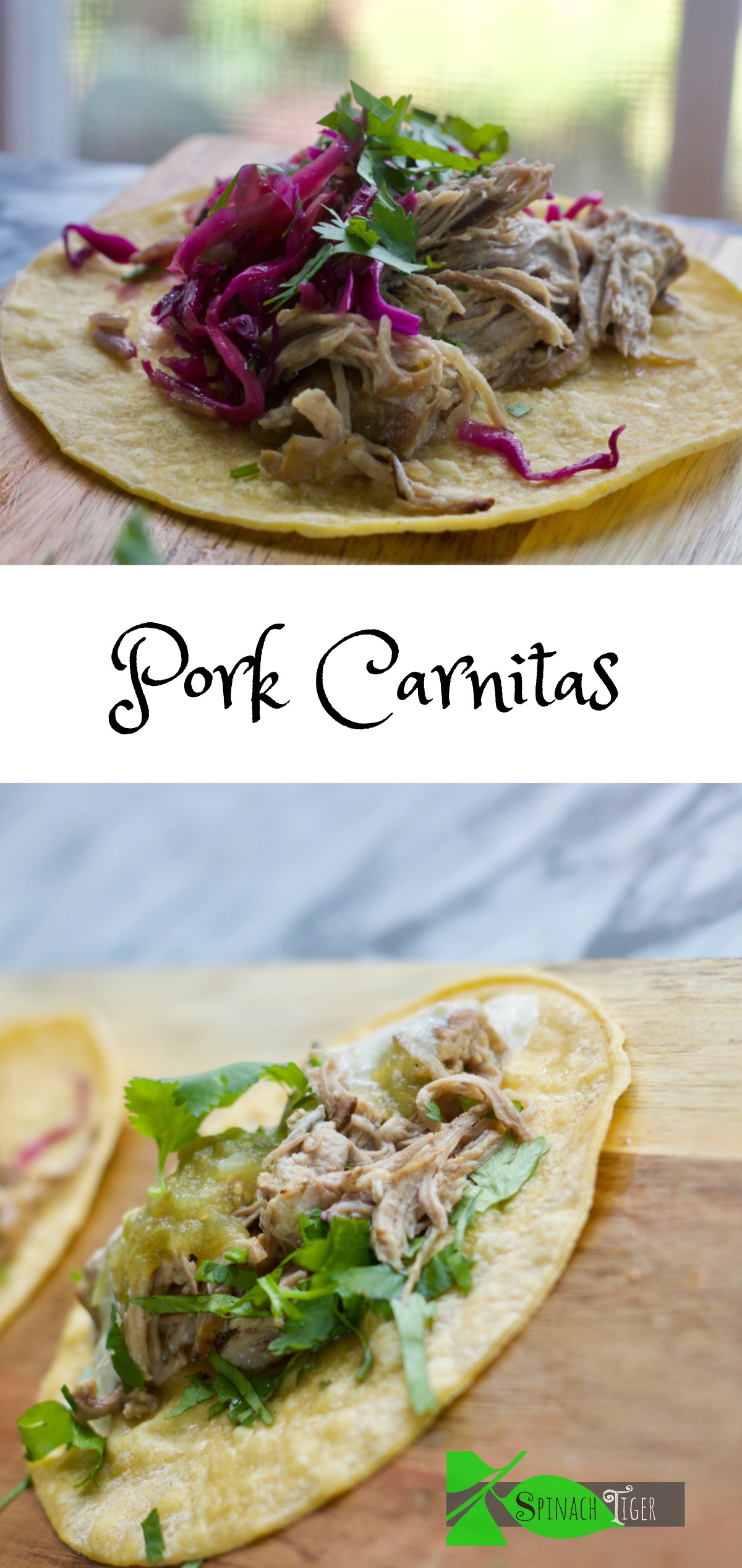 carnitas on top of tortilla