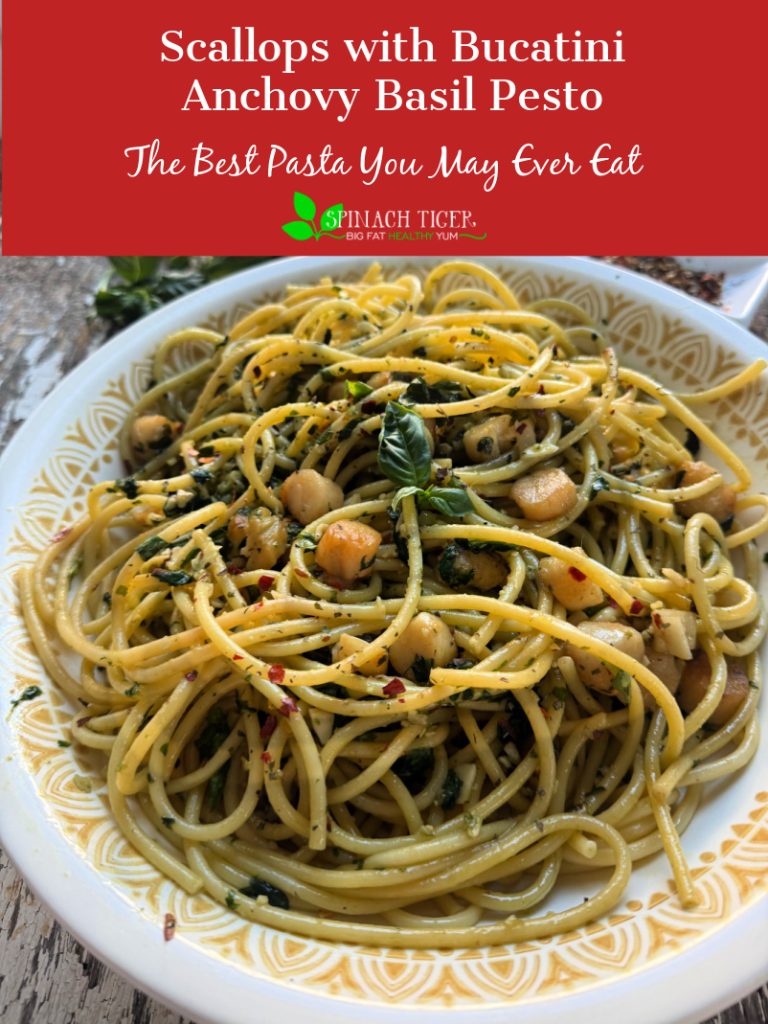 Bucatini with Pesto and Scallops