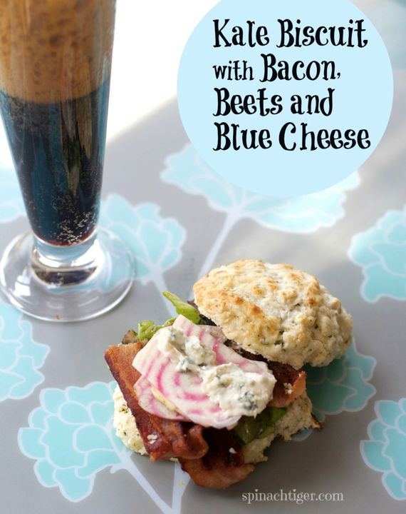 Kale Biscuits Sandwich with Bacon, Beets and Blue Cheese Mayonnaise