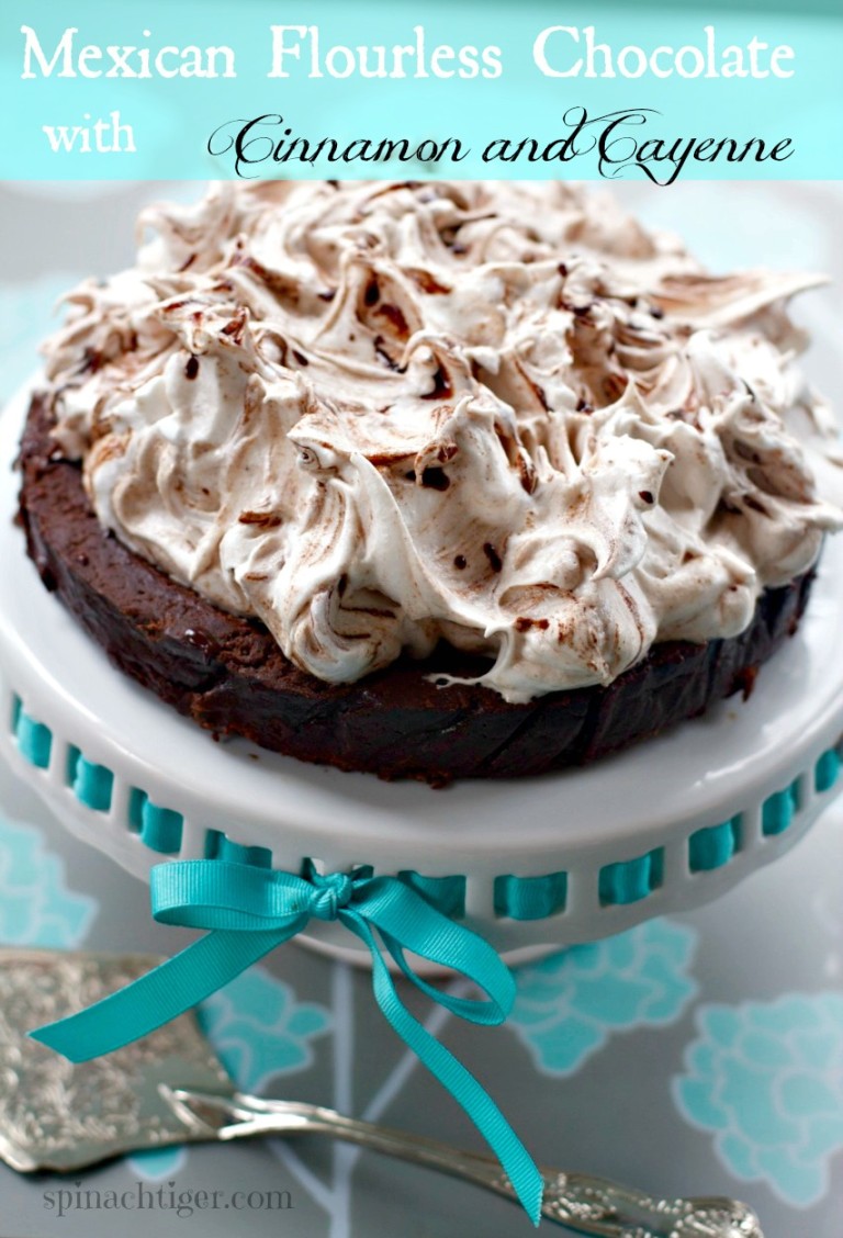Flourless Mexican Chocolate Cake with Meringue Topping, Gluten Free