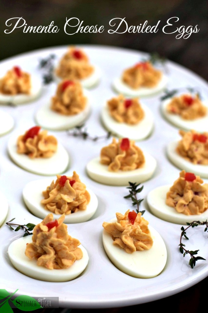 Spicy Pimento Cheese Deviled Eggs - Spinach Tiger