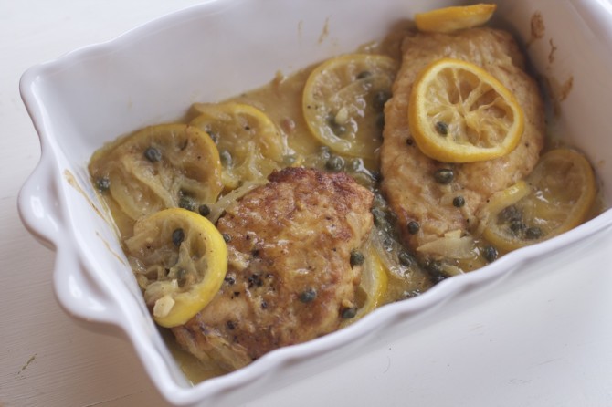 Breaded Lemon Chicken with Capers and the Einkorn Cookbook