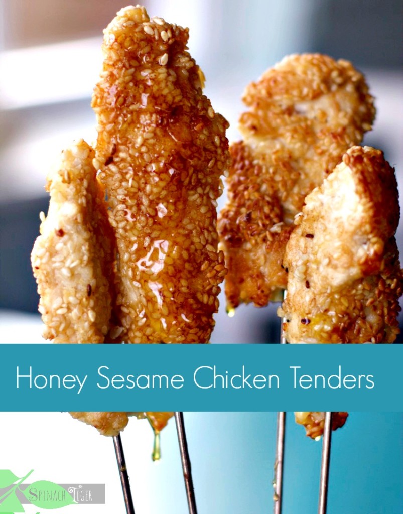 Paleo Sesame Honey Chicken Tenders Spinach Tiger