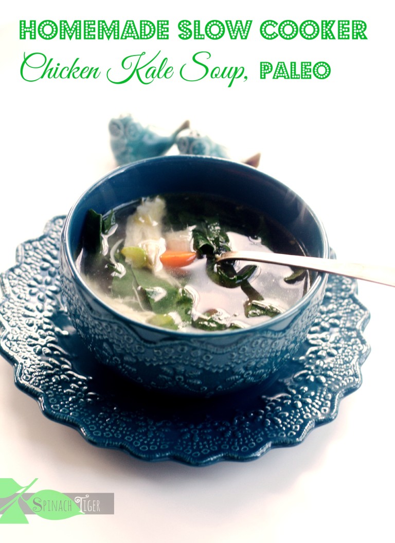 Homemade Slow Cooker Chicken Soup with Kale