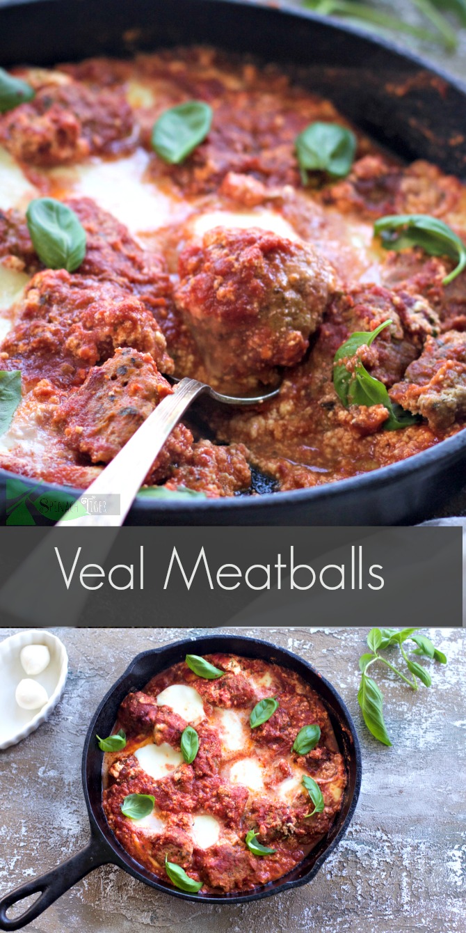 Veal Meatballs with Ricotta and Mozzarella Cheese from Spinach Tiger