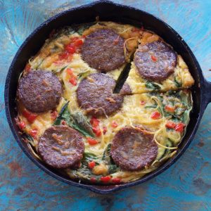 Frittata di Spaghetti with Sausage and Spinach