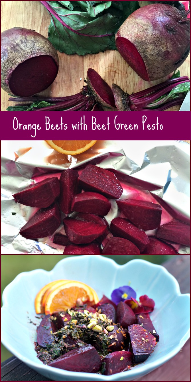 Roasted Orange Beets with Beet Greens Pesto Recipe