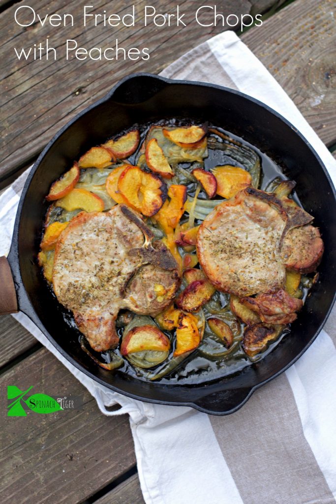 Oven Fried Pork Chops with Peaches from Spinach Tiger