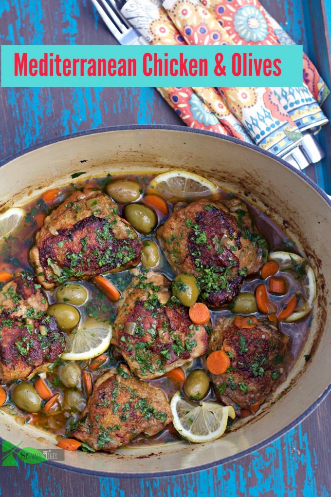 Chicken and Olives Recipe Braised in Lodge Cast Iron Dutch Oven