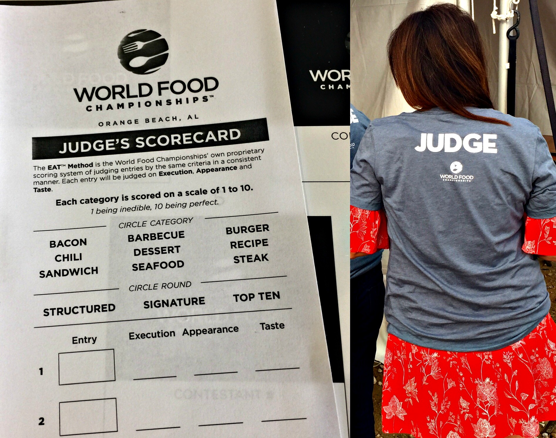 Judges scorecard at World Food Championships to judge food competition