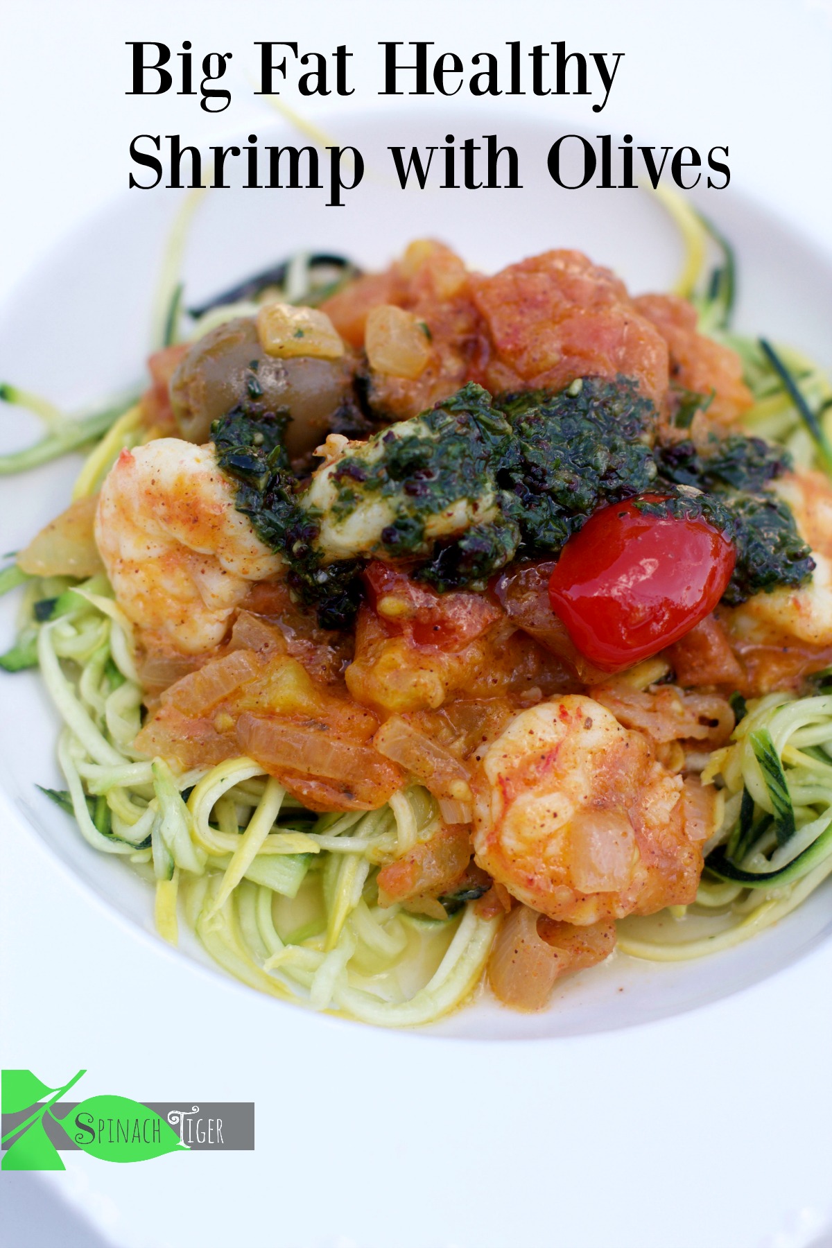 Pistachio Pesto, shrimp and Zoodles