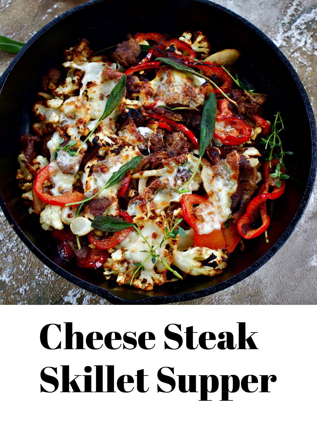 Cheese Steak Skillet Supper from Spinach Tiger