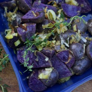 Herb Roasted Purple Potatoes - Snacking in Sneakers