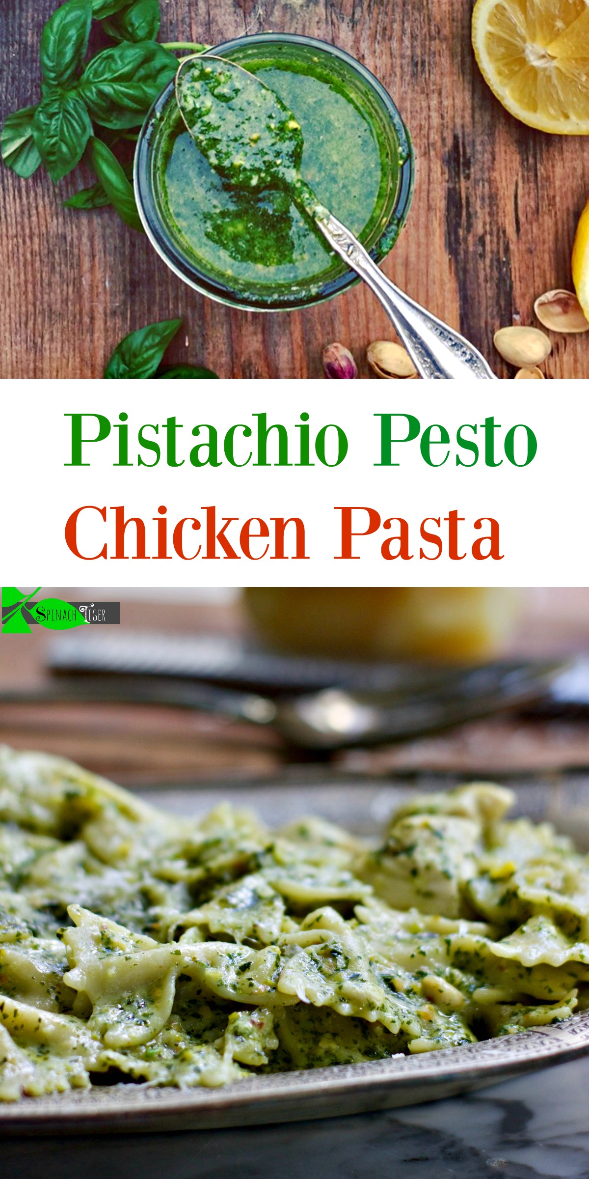 Best Italian chicken pasta pesto recipe from Spinach Tiger