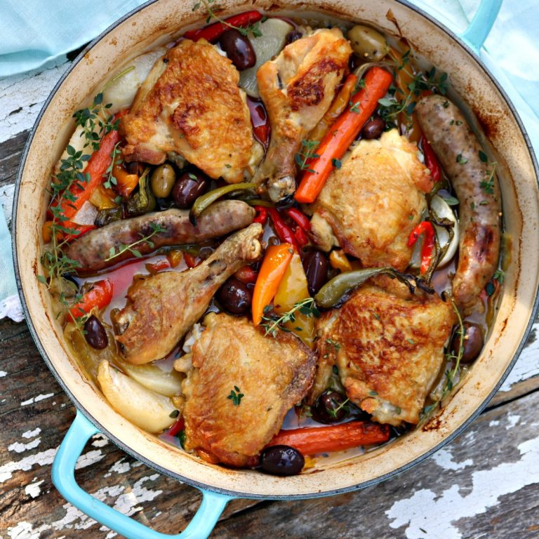 Italian Roasted Chicken Thighs with Peppers, Onions