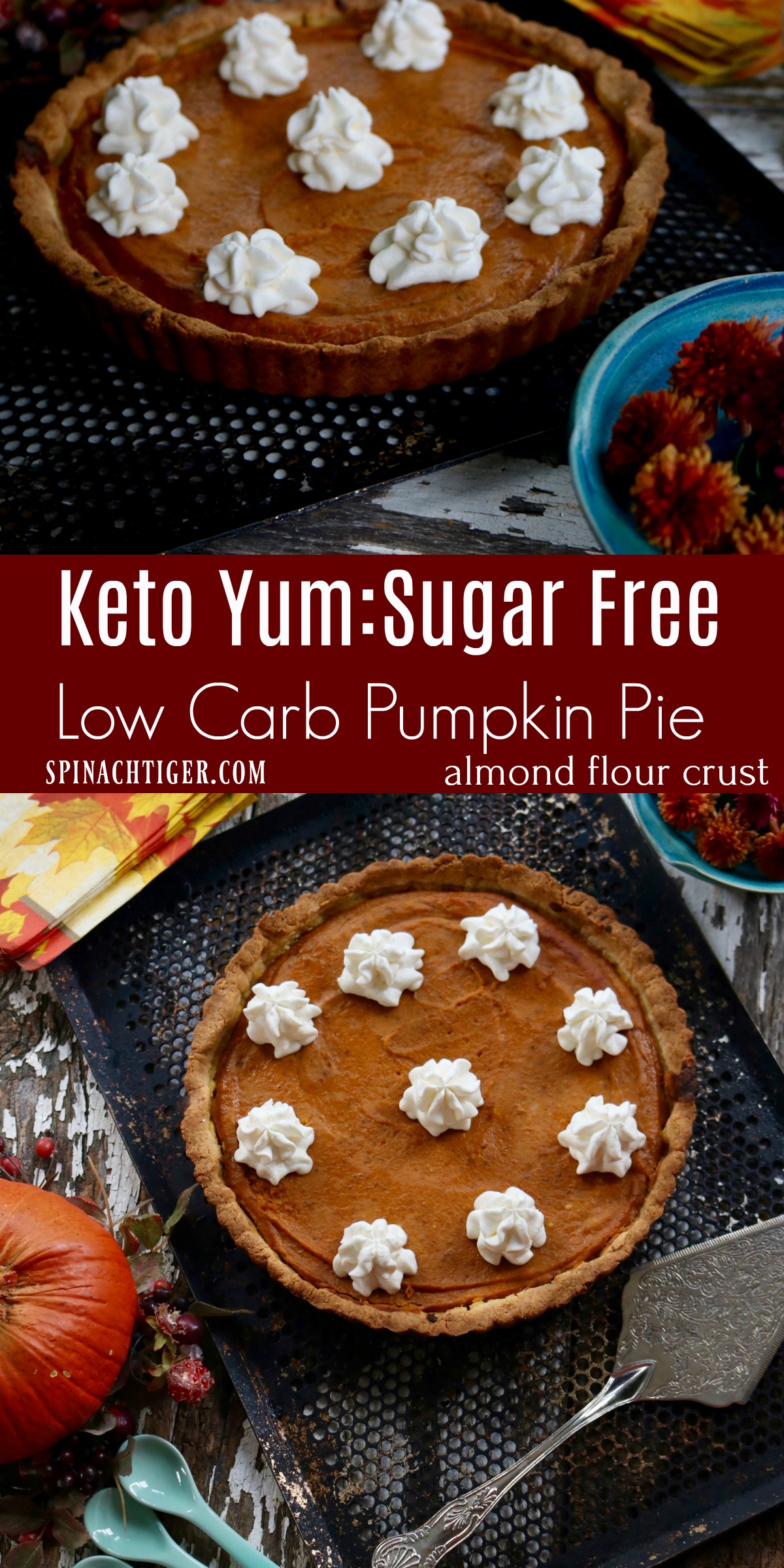 Low Carb Pumpkin Pie , 7 net carbs, Keto Recipe from Spinach Tiger