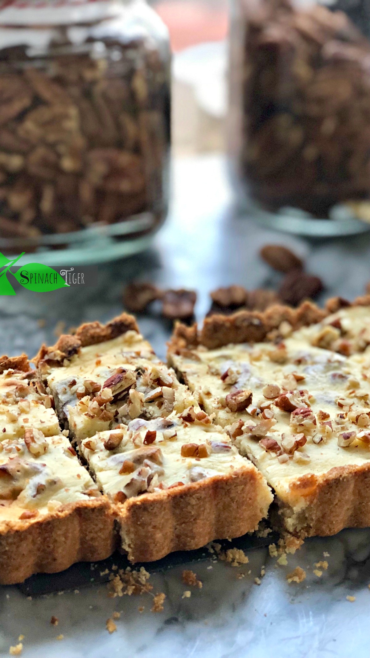 Sugar Free Maple Pecan Cheesecake Bars from Spinach Tiger