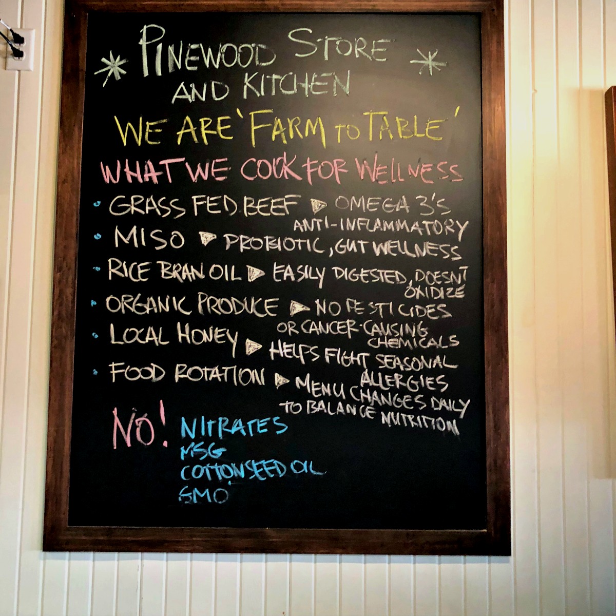 Organic Ingredients at Pinewood Kitchen and Mercantile from Spinach Tiger
