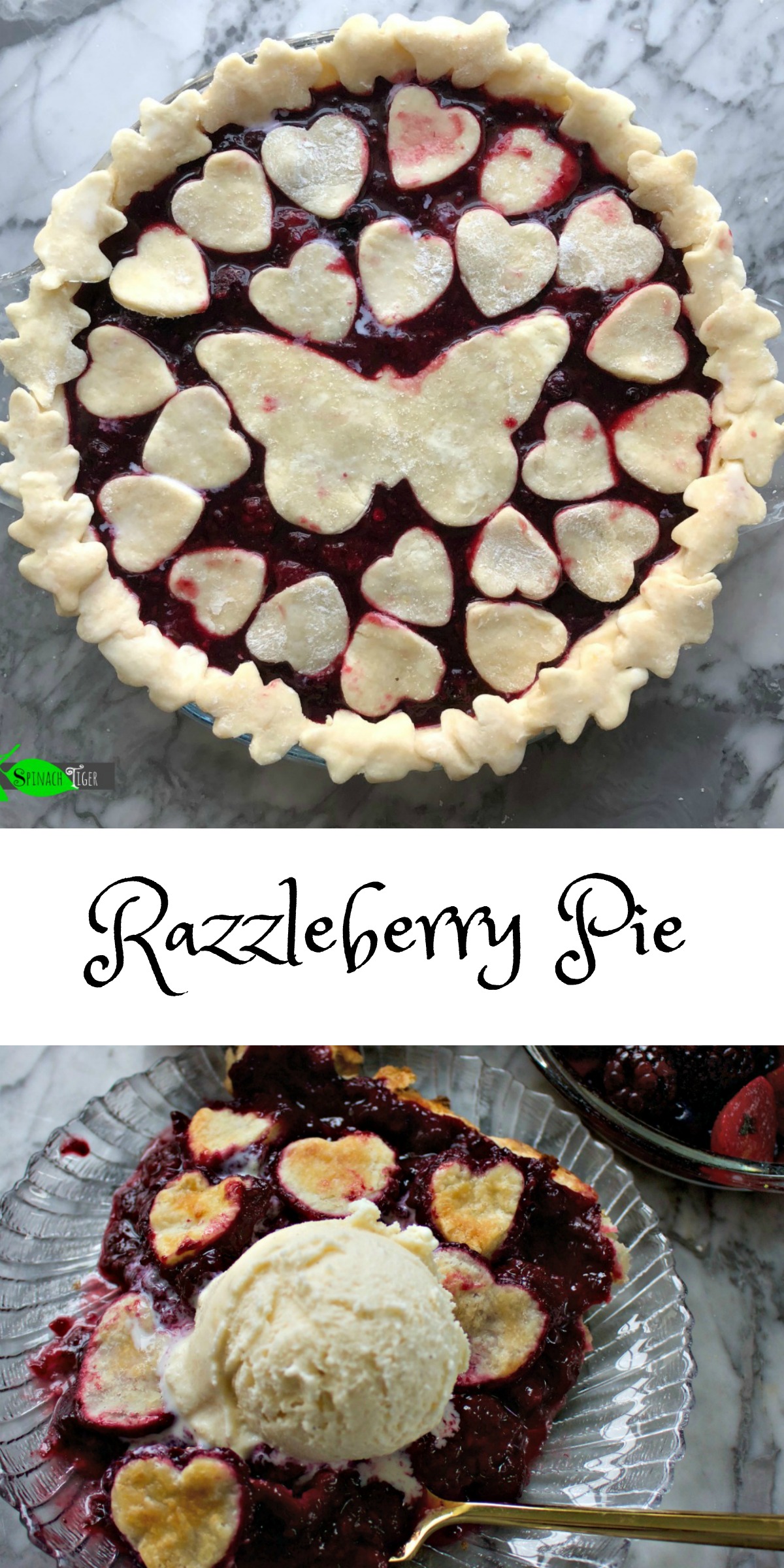 Razzelberry Pie recipe from Spinach Tiger (Mixture of several berries and a gluten free option)